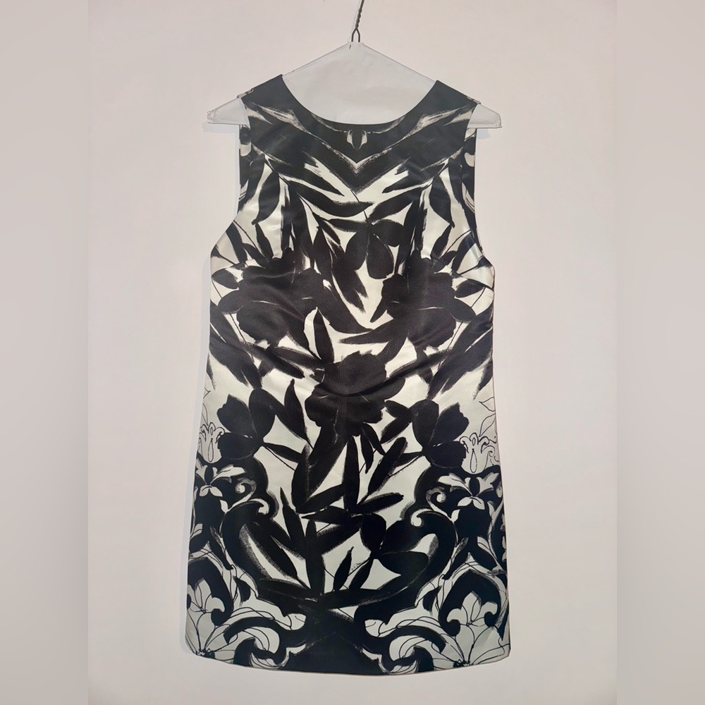 Alice + Olivia Black and White Deco Scroll Mini Dress